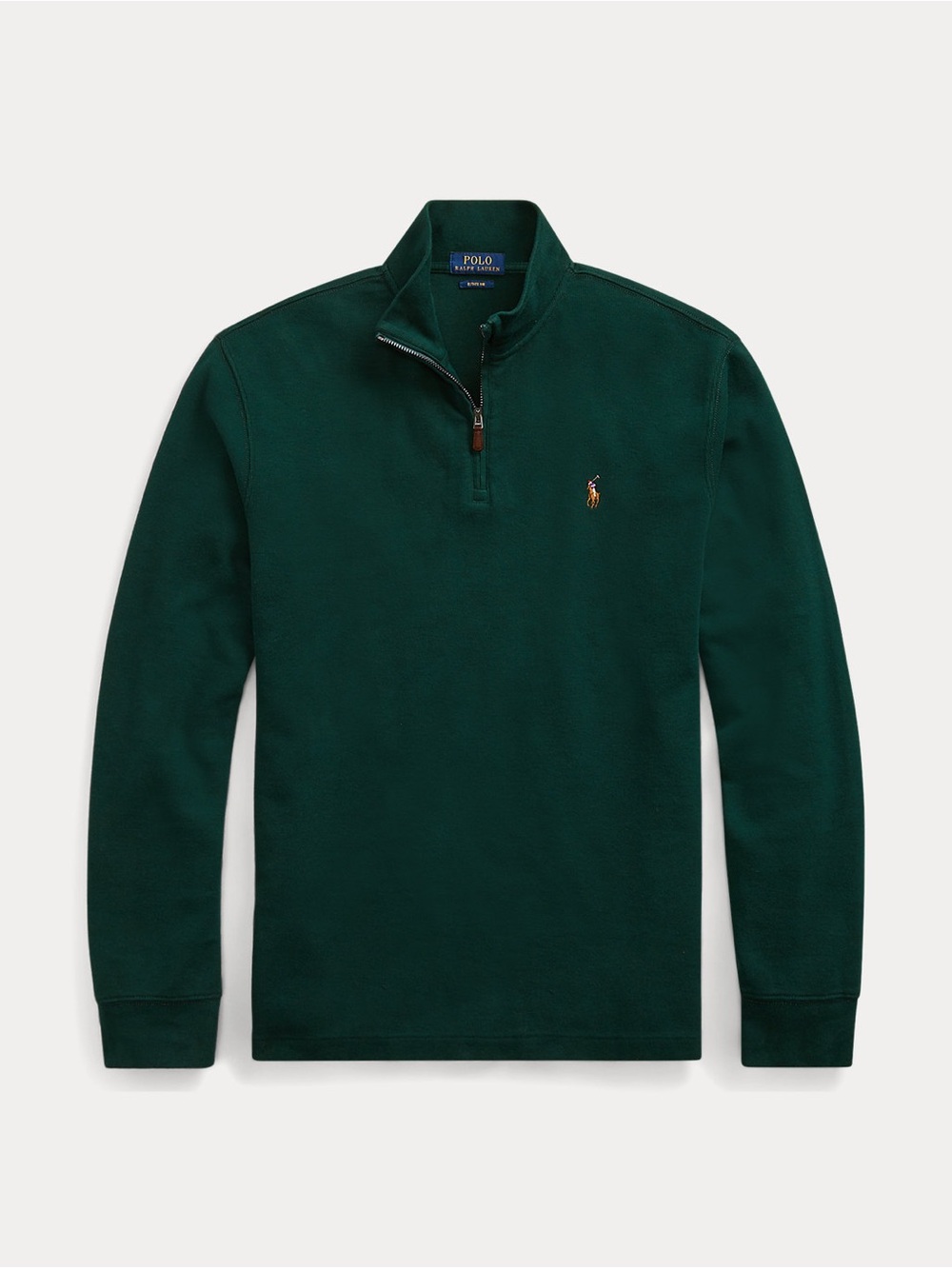 Polo Ralph Lauren Mens Moss Agate Estate-Rib Quarter-Zip Pullover Sweater Medium